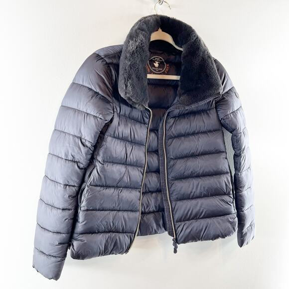 Save The Duck Mei Faux Fur Collar Puffer Coat Jacket Black XS - Picture 10 of 10